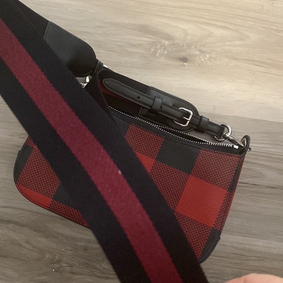 Coach Jes Baguette Crossbody Black/Red Buffalo Plaid Print - Picture 7 of 7